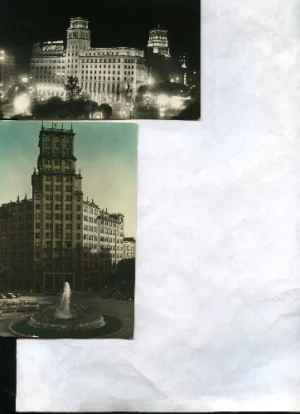 5 POSTALES de Barcelona, edición Soberanas , la del puerto circulada 1956