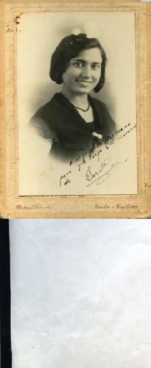 FOTOGRAFIA DE ESTUDIO DE UNA JOVEN, foto Diodoro , LARACHE- CASABLANCA, años 20, 10,50x 16,50 cm.