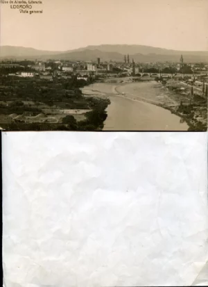 POSTAL FOTOGRAFICA LOGROÑO- vista general, edición Thomas (publicidad Hijos de Aleson librería),, c.a. 1920, con brillo, sin escribir , 14x 11,50 cm
