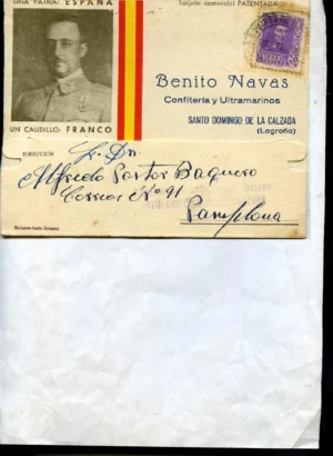 POSTAL COMERCIAL, cuño DAVID TORRECILLAS, HARO, edición imp Viela,Haro escrita y circulada en 1938, guerra civil