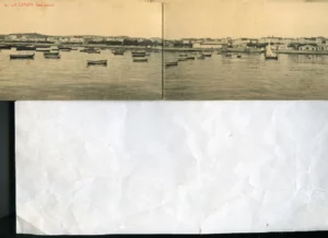 POSTAL CUADRUPLE LA CORUÑA,,vista parcial, ,22 ed THOMAS , sin circular,años 30, 56x 9 cm., se corta en los pliegues aunque esta bien, alguna mancha trasera