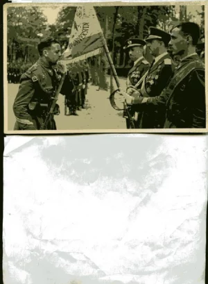 FOTOGRAFIA DE JURA DE BANDERA EN BURGOS (PASEO DE LA ISLA, 1949, 15x 21 cm