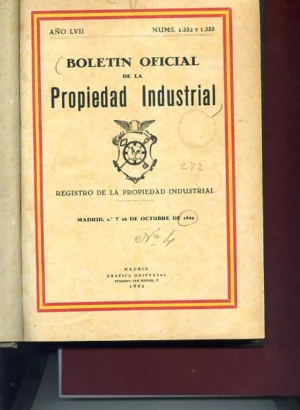 BOLETIN OFICIAL DE LA PROPIEDAD INDUSTRIAL nº 1332 y 1333 de octubre 1942