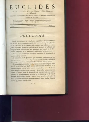 EUCLIDES revista mensual ciencias Exactas, Físico- Químicas y Naturales Año 1941, nº 1 a 10