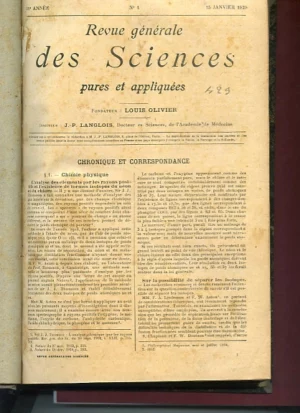 REVUE GENERALE DES SCIENCES PURES ET APPLIQUÉES 1920 nº 1 A 23 AÑO COMPLETO