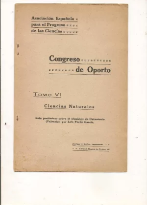 NOTA PRELIMINAR SOBRE EL PLAKTON DE ONTENIENTE (VALENCIA), CONGRESO DE OPORTO