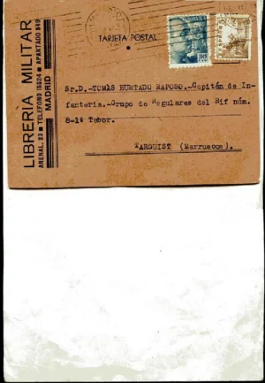 ENTERO POSTAL CIRCULADO DE MADRID A TARGUIST (MARRUECOS ), octubre 1947 sellos y cuño postal, al dorso cuño del destino, 14x 10,5 cm.