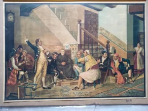 LAMINA CALENDARIO, LAS BARRACAS ALGODENES 1935 VALENCIA, el charlata politic, LIT DURÁ MUY BUEN ESTADO