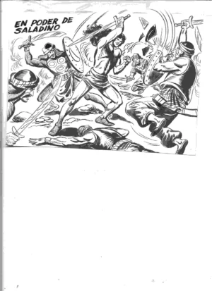 dibujo plumilla GAGO portada original y 10 paginas de EL CRUZADO NEGRO episodio 32 en poder de Saladino , MAGA , 23,5x 34 cm buen estado con cuño ministerio 1961 portada y primer episodio