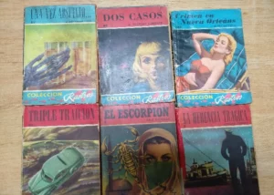 6 novelas policiacas, colección Rastros, nos 2,8,57,59,82,125 las de la foto, estado normal, tres con falta trozo del lomo