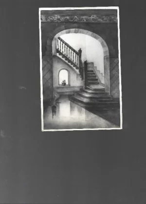 fotografía original patio y aceso escalera palacio , Valencia? fotografo Cabrelles Siguenza,18x 11 cm