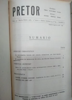PRETOR REVISTA tecnica de derecho de ARQUITECTURA Y URBANISMO AÑO 1969 COMPLETO