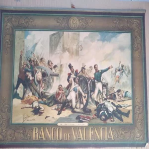 LAMINA CALENDARIO en papel EL DOS DE MAYO de JOAQUIN SOROLLA ,copia de M.DIAGO, BANCO DE VALENCIA, 32x 47 CM