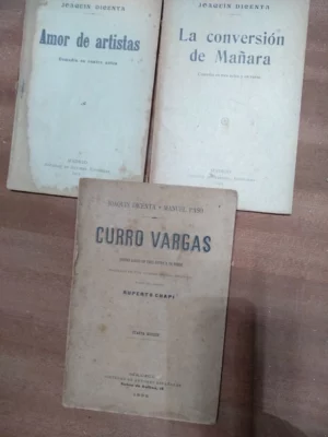 3 libretos drama. JOAQUIN DICENTA, amor de artistas 1915, la conversión de Mañara 1915, Curro Vargas 1905, buen estado