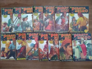 lote 14 novelas EL PIRATA NEGRO de ARNALDO VISCONTO, nº 1 a 8 y 11 a 15 algunas tocadas y con faltas en el lomo