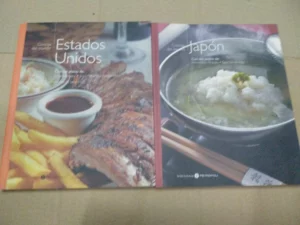 lote 2 libros cocinas del mundo: ESTADOS UNIDOS, JAPON, biblioteca Metropoli ,buen estado