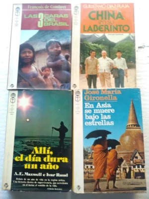 lote 4 libros viajes LAS 3 CARAS DEL BRASIL, CHINA EN SU LABERINTO, ALLI EL DIA DURA UN AÑO , EN ASIA SE MUERE BAJO LAS ESTRELLAS