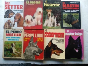 lote 8 libros razas de perros, LOS SETTER, EL BOBTAIL, EL FOX TERRIER ,EL MASTIN NAPOLITANO, EL PERRO MESTIZO, EL PERRO LOBO, EL DOBERMAN, EL PASTOR BELGA , buen estado