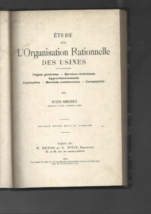 etude sur organisation rationnelle des usines , muy buen estado