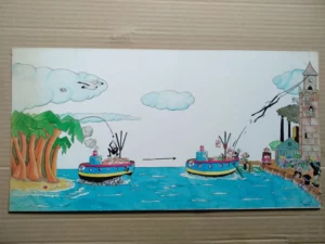 dibujo original en cartón duro 28x 54 cm