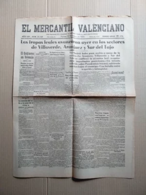 EL MERCANTIL VALENCIANO periodico 18 diciembre 1936, doblado