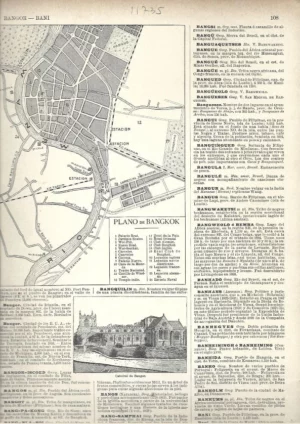 plano BANGKOK prox 1910 hoja 23x32 cm doblado por la mitad