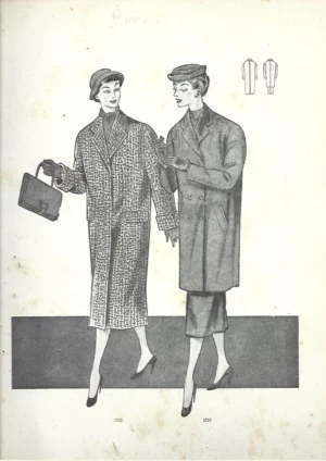 lamina LA MODA ELEGANTE señora A. AUBELLE BARCELONA 1955-56 31x19 cm doblado por la mitad