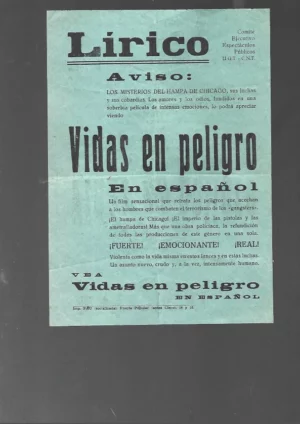 CARTEL CINE LIRICO VALENCIA guerra civil comite U.G.T. C.N.T. 22x15 cm doblado por la mitad