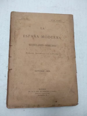 LA REVISTA MODERNA revista iberoamericana octubre 1891, foto indice las hojas sueltas, no tiene lomo
