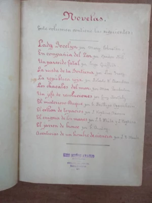 tomo con 12 novelas de ALREDEDOR DEL MUNDO (foto de la lista), LADY JOCELYN, EN COMPAÑIA DEL ZAR, UN PARECIDO FATAL , LA RUEDA DE LA FORTUNA ,LA REPUBLICA ROJA