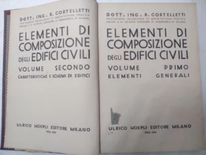 ELEMENTI DI COMPOSIZIONE DEGLI EDIFICI CIVILI, U.Oepli 1935 Milano, 2 tomos en un volumen completo, arquitectura fascista italiana