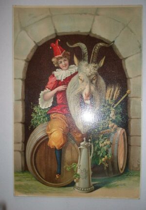 CARTEL CROMOLITOGRAFIA ALEMANA de finales XIX CERVEZA SIN MARCA