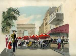 DIBUJO ORIGINAL ACUARELA? En papel CALLE DE PARIS firma ARMANDO 54