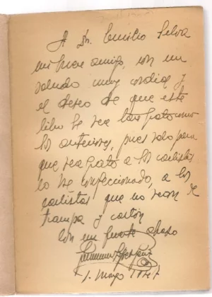 RELENTE,DE LOS EDITORIALES DE EL PENSAMIENTO NAVARRO , completo , dedicatoria autografa del autor,20 agosto 1943 y 21,05,47