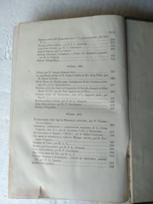 REVISTA DE ESPAÑA, 2º año, tomo X, FERNANDO COS-GAYON, la mesta, GRANCISCO GINER, noticias de algunos de lso primeros descubridores de America A.ROMERO ORTIZ, Filinto