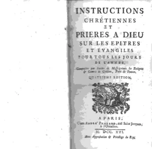 INSTRUCTIONS CHRETIENNES ET PRIERES A DIEU sur les epitres et evangiles