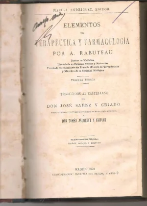 ELEMENTOS DE TERAPEUTICA Y FARMACOLOGÍA, dos tomos completo