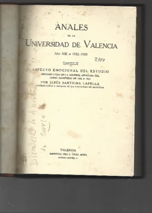BARTRINA CAPELLA, aspecto emocional del estudio, discurso , GASCÓ Y OLIAG, la química al servicio de la patria, E. BOSCÁ Y CASANOVES, notas historico- naturales de la localidad de Valencia 1901