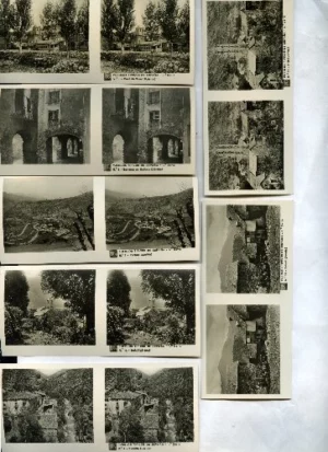 15 FOTOGRAFIAS ESTEREOSCOPICAS : PUEBLOS TIPICOS DE ESPAÑA, 1ª serie ( Pont de Suert, Sarroca de Ballers, Perbes, Cadolla, Erill, Rehí, Tahull provincia de LERIDA) C.A. 1920,Barcelona,,6* 13 cm