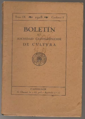 BOLETIN DE LA SOCIEDAD CASTELLONENSE DE CULTURA cuaderno I