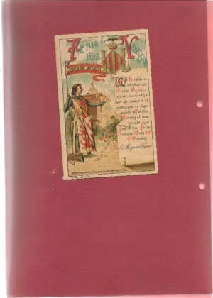 TARJETA PUBLICIDAD FERIA DE VALENCIA 1895, INVITACIÓN PERSONAL, MUY RARA, BUEN ESTADO