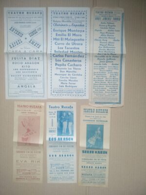 ESPECTACULO MUSICAL REVISTA VARIEDADES PROGRAMAS TEATRO RUZAFA VALENCIA años 50-60 LUIS LUCENA, LOLITA SEVILLA ....